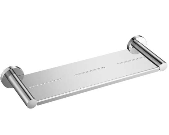 Chrome bathroom shower shelf
