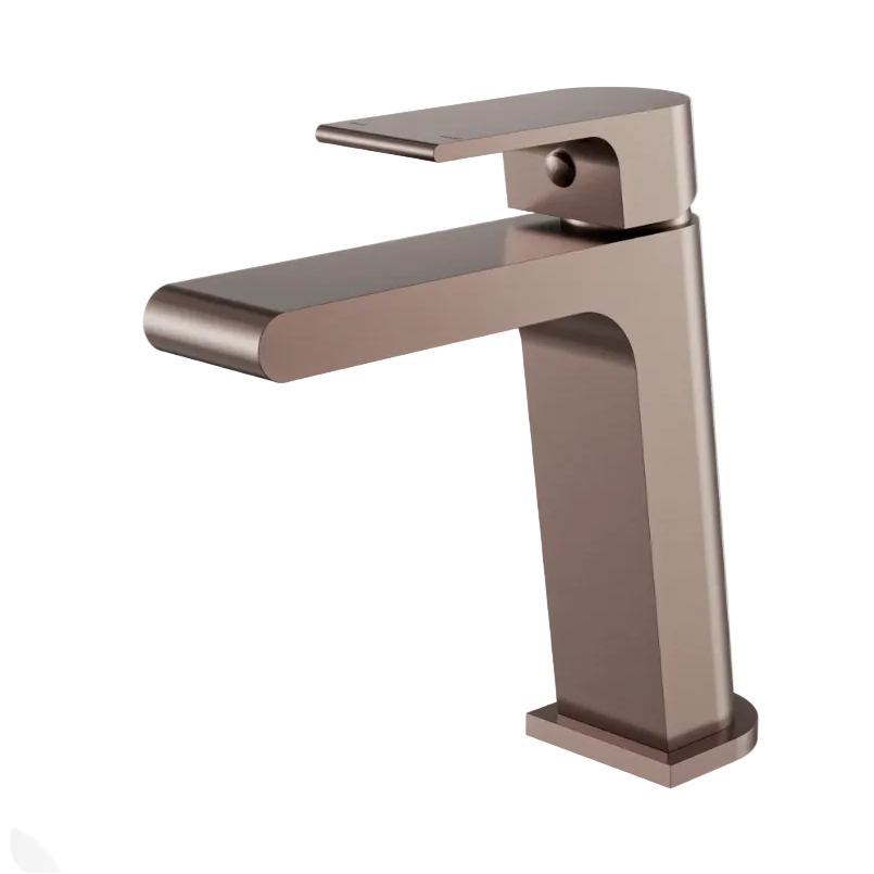 A brushed bronze basin mixer tap with a sleek design, part of the Nero Bianca collection.