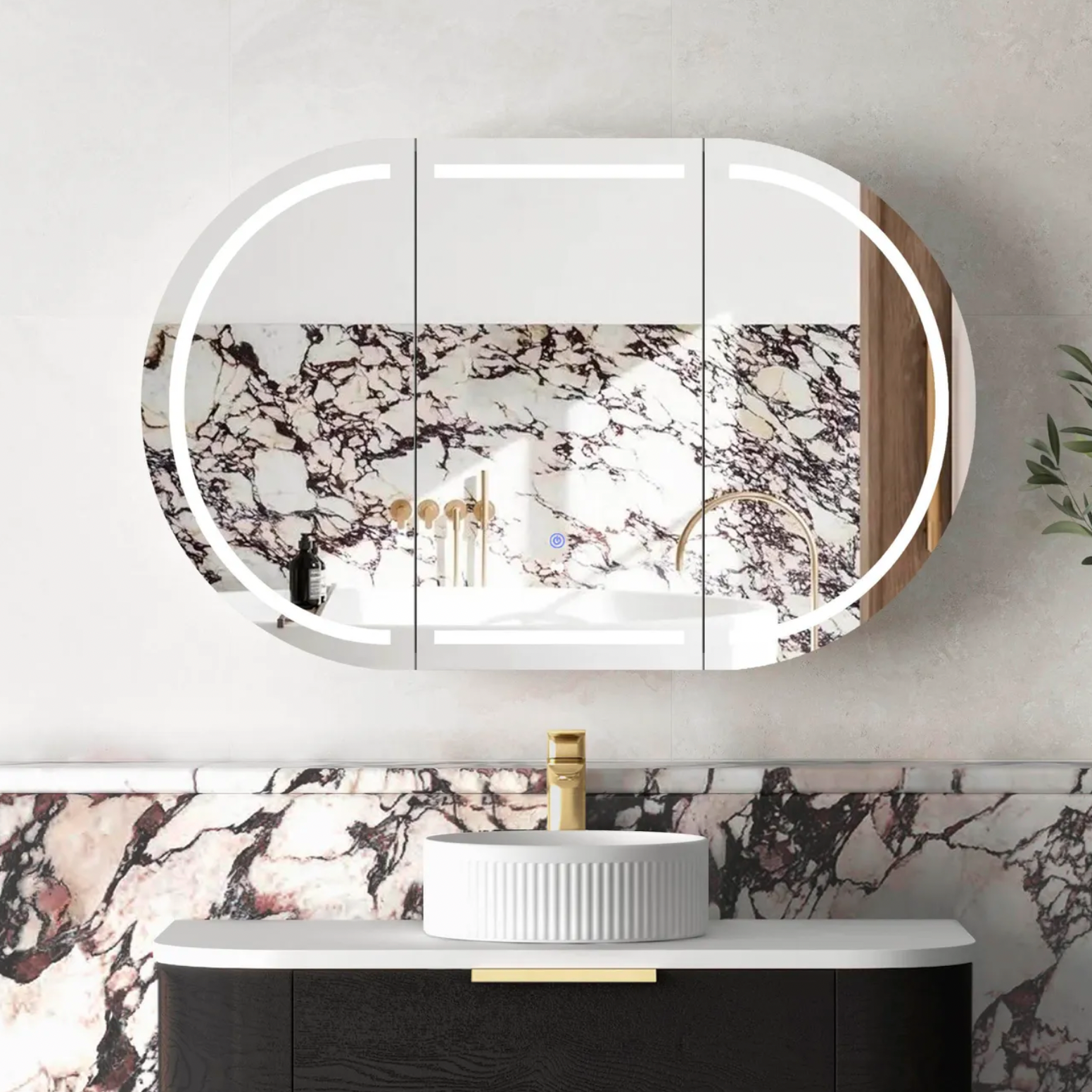 matte Black LED shaving cabinet
