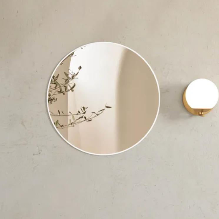 700mm round wall mirror with white frame