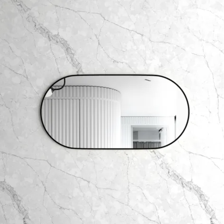 framed 1200mm matte black bathroom vanity mirror