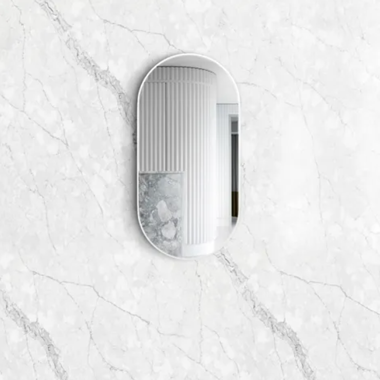 Decorative mirror with a matte white frame