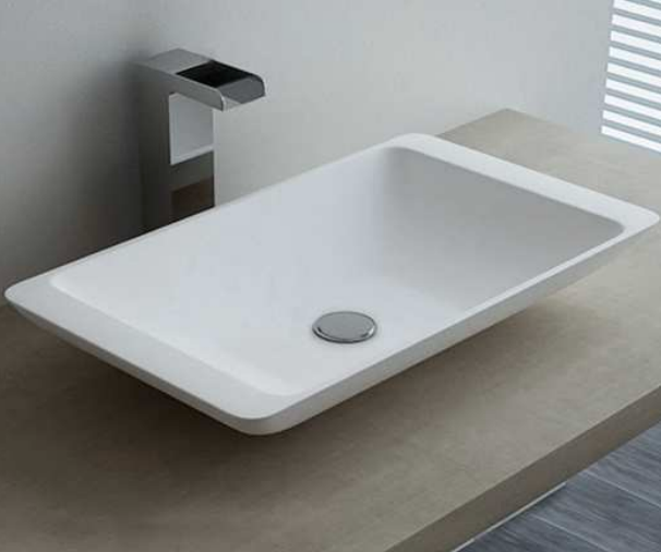 Rectangular solid surface vanity basin matte or gloss white