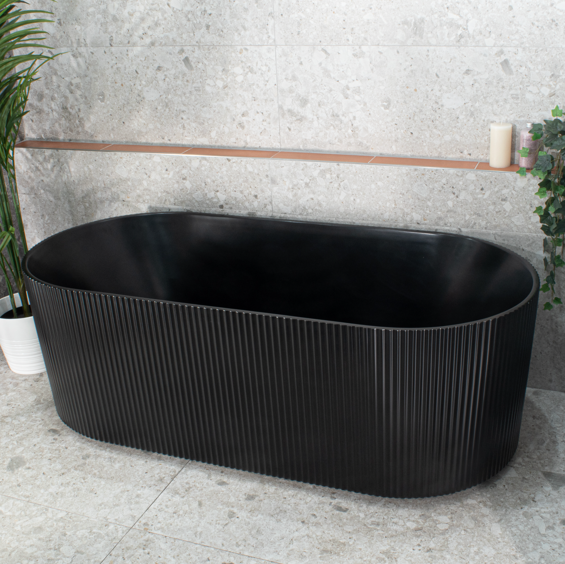 Donii Verona Groove Freestanding Bath Matte Black 1500/1700