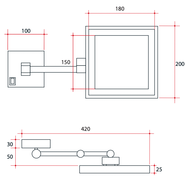 Thermogroup 3 x Magnification Chrome Mirror with Light
