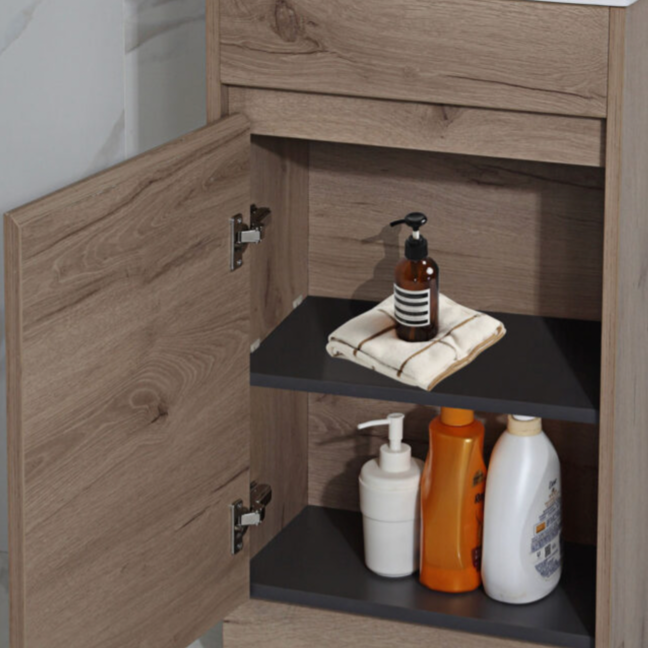 Aulic Revit Single Door Timber Finish compact Wall Hung Vanity 465mm