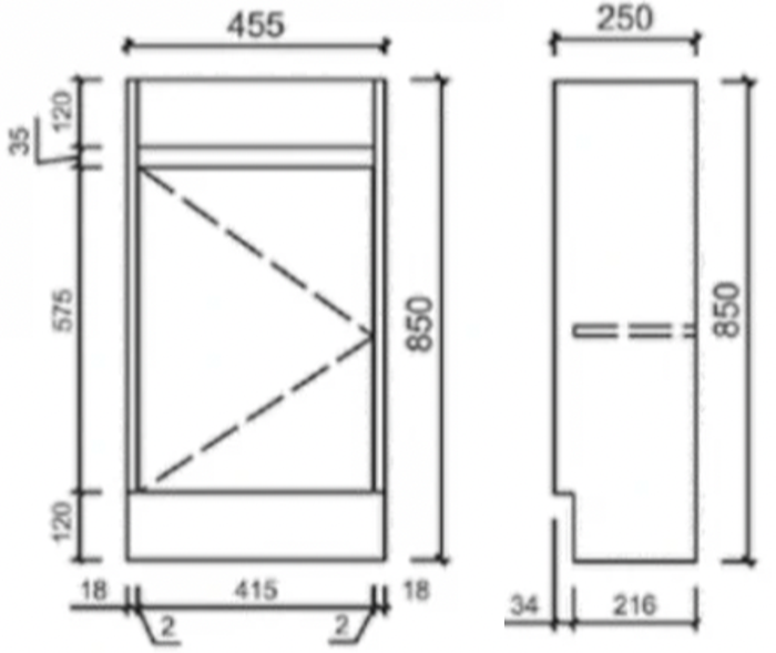 Aulic Brant Single Door Gloss White compact Floor standing Vanity 465mm