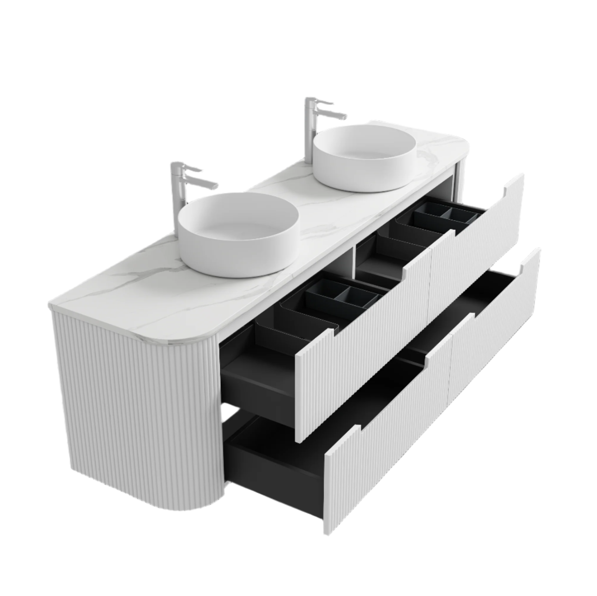 Aulic Curva Matte White V-Groove Wall Hung Vanity 1500mm