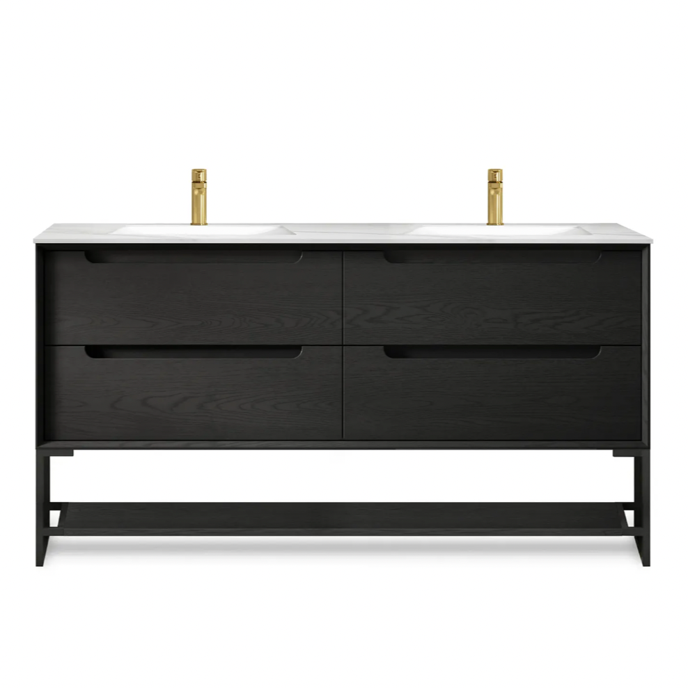 Otti Marlo Double Matte Black Wall Hung Vanity 1500mm