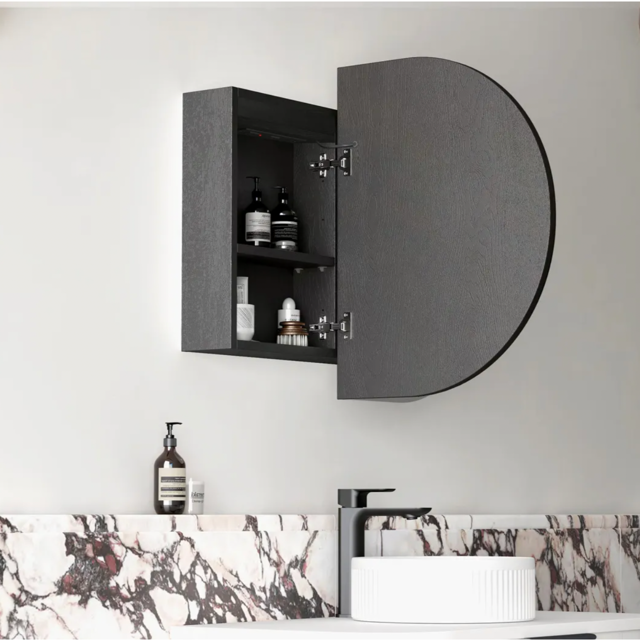 Otti Bondi LED Mirror Cabinet Black Oak 900mm
