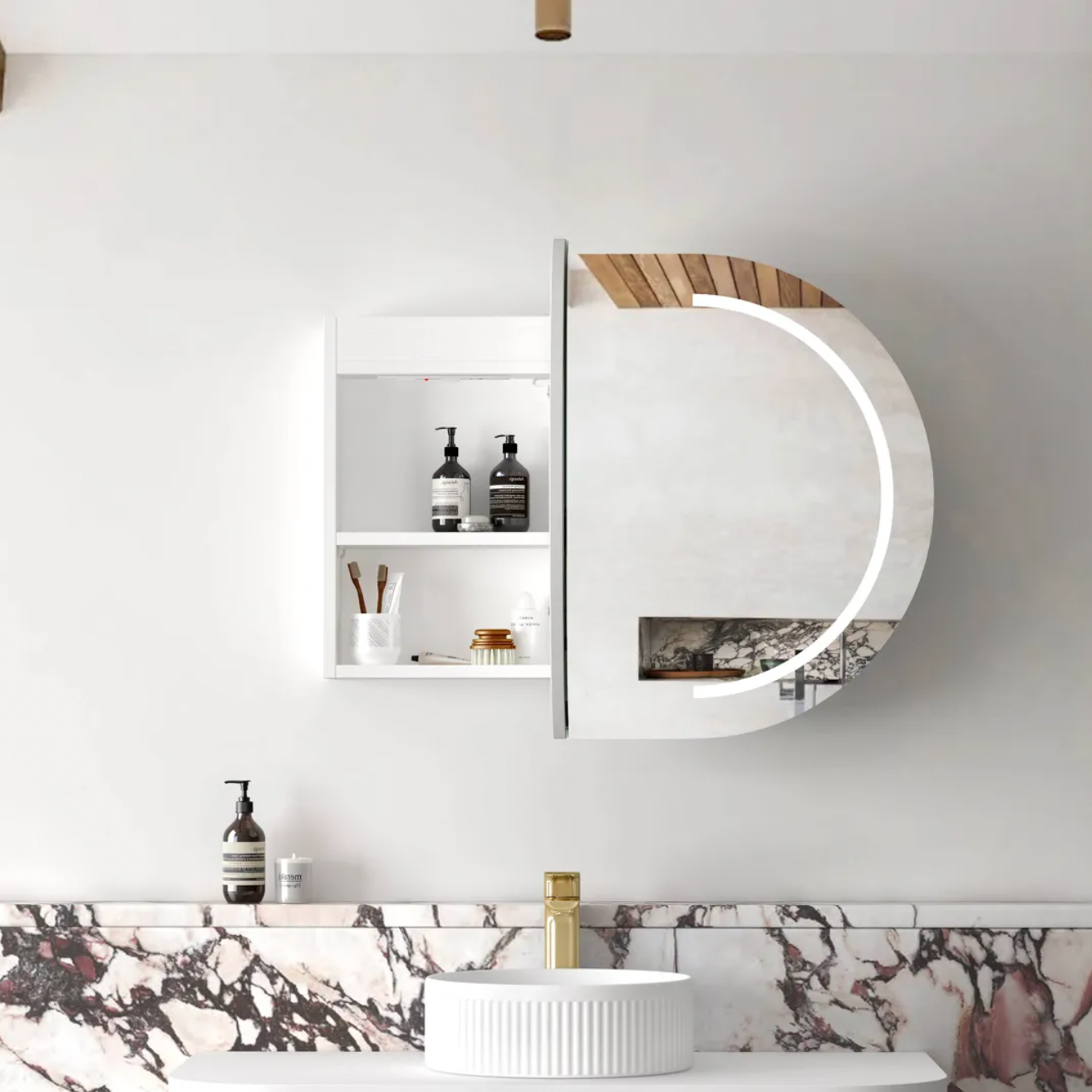 Otti Bondi LED Mirror Cabinet Matte White 900mm
