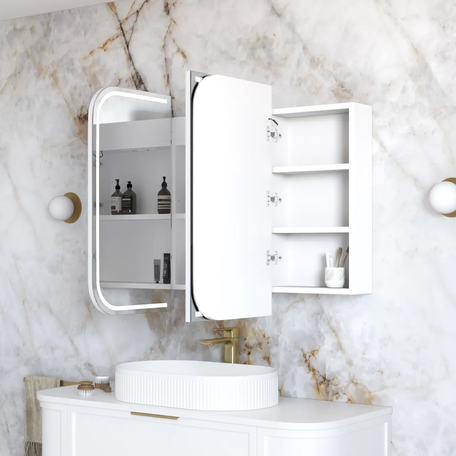 Otti Newport Matte White LED Mirror Cabinet 1500mm
