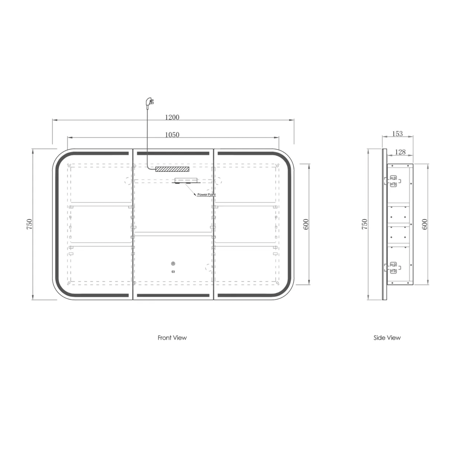 Otti Newport Matte White LED Mirror Cabinet 1200mm