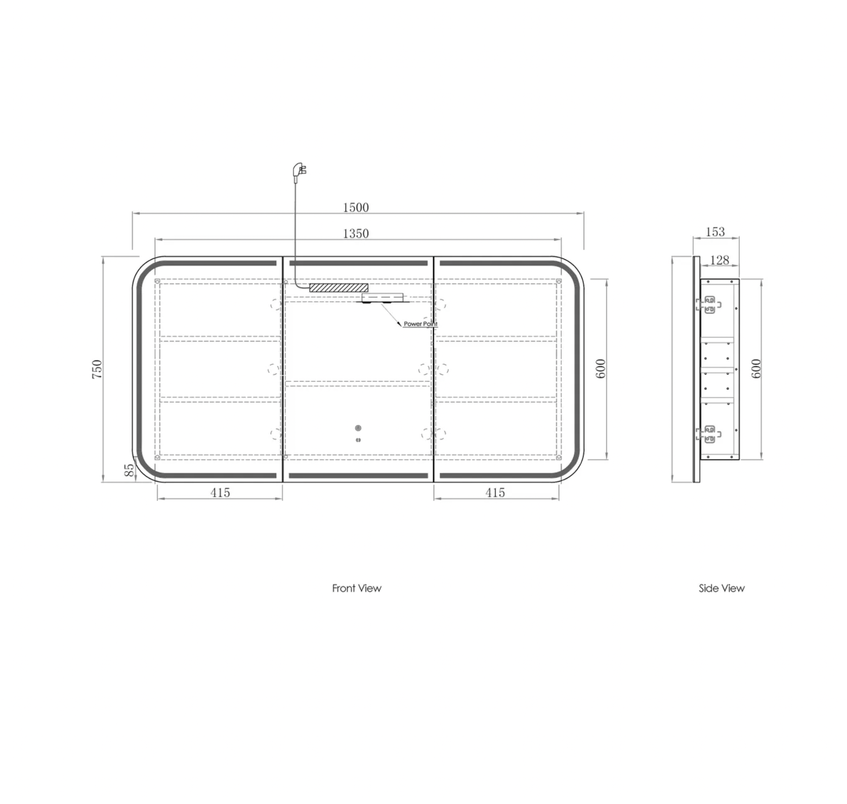 Otti Newport Matte White LED Mirror Cabinet 1500mm