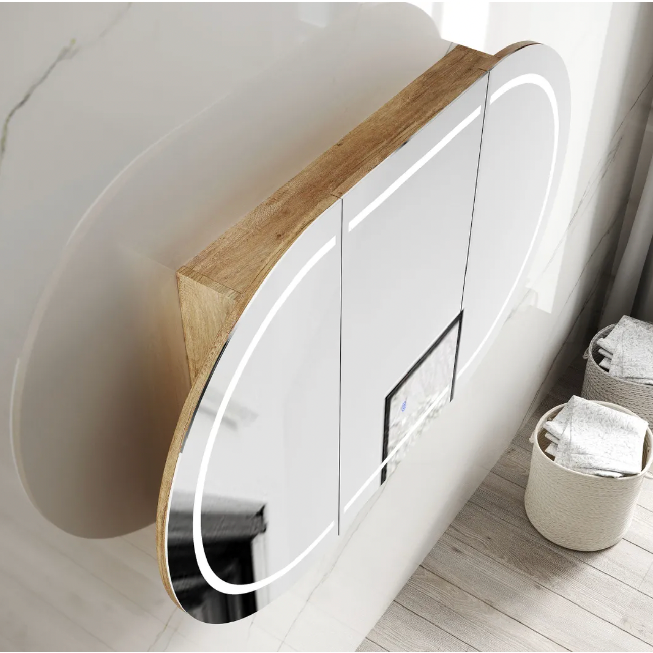 Otti Bondi LED Mirror Cabinet Natural Oak 1800mm