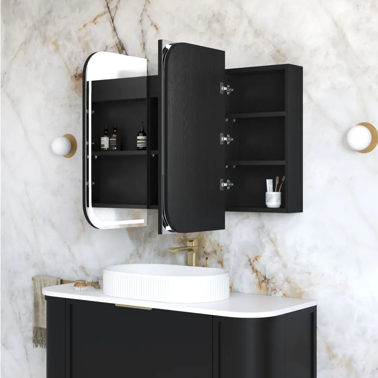 Otti Newport Black Oak LED Mirror Cabinet 1200mm
