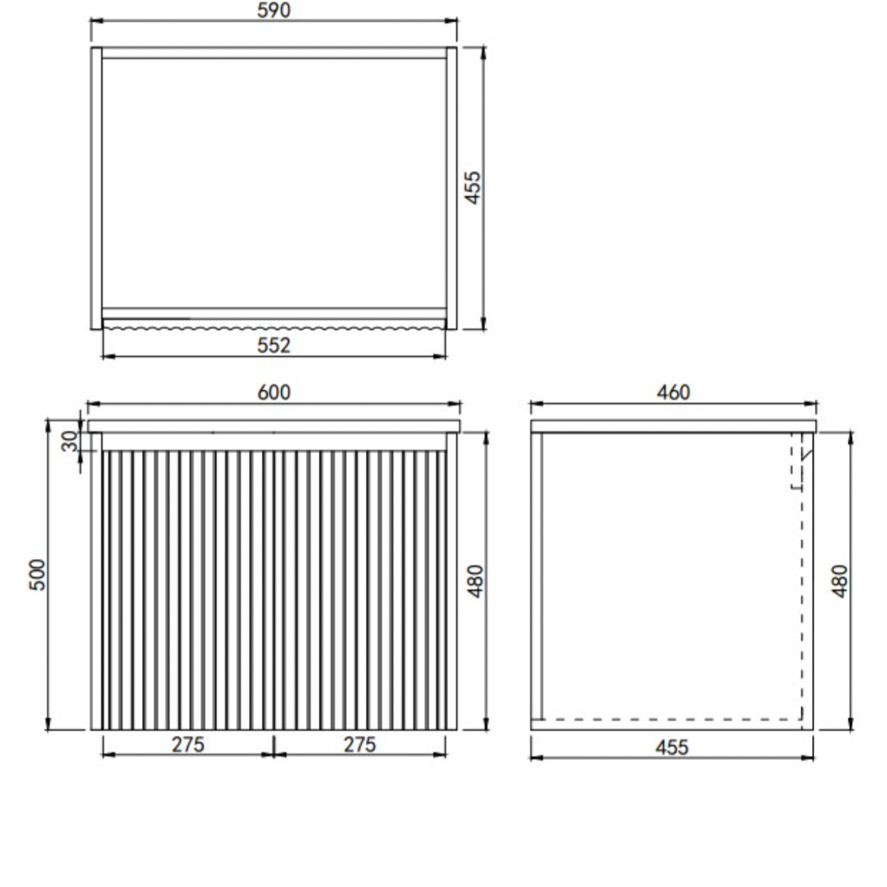 Lukka Crete Wall Hung Matte White PVC Fluted Vanity 600mm