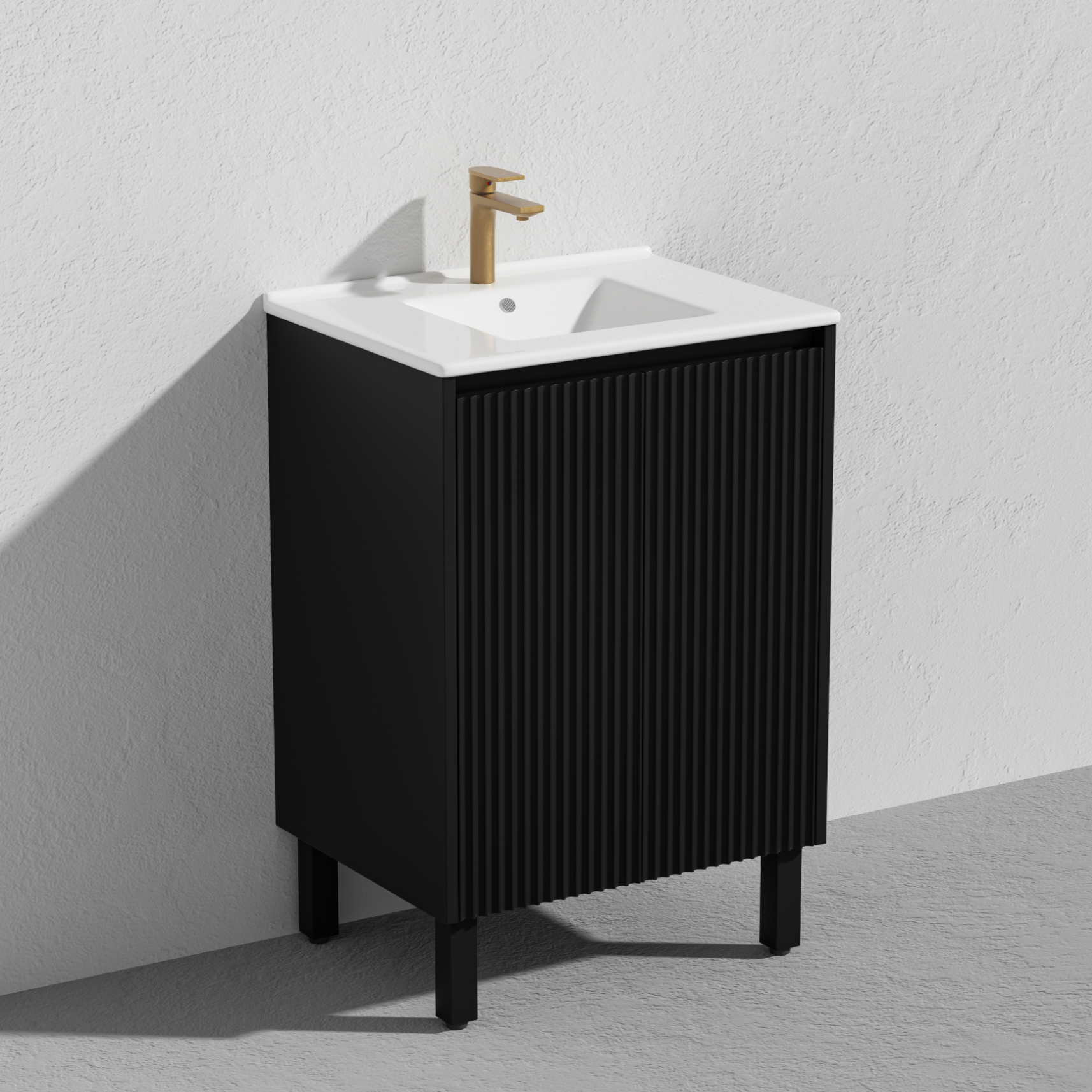 Lukka Crete freestanding Matte White PVC Fluted Vanity 600mm