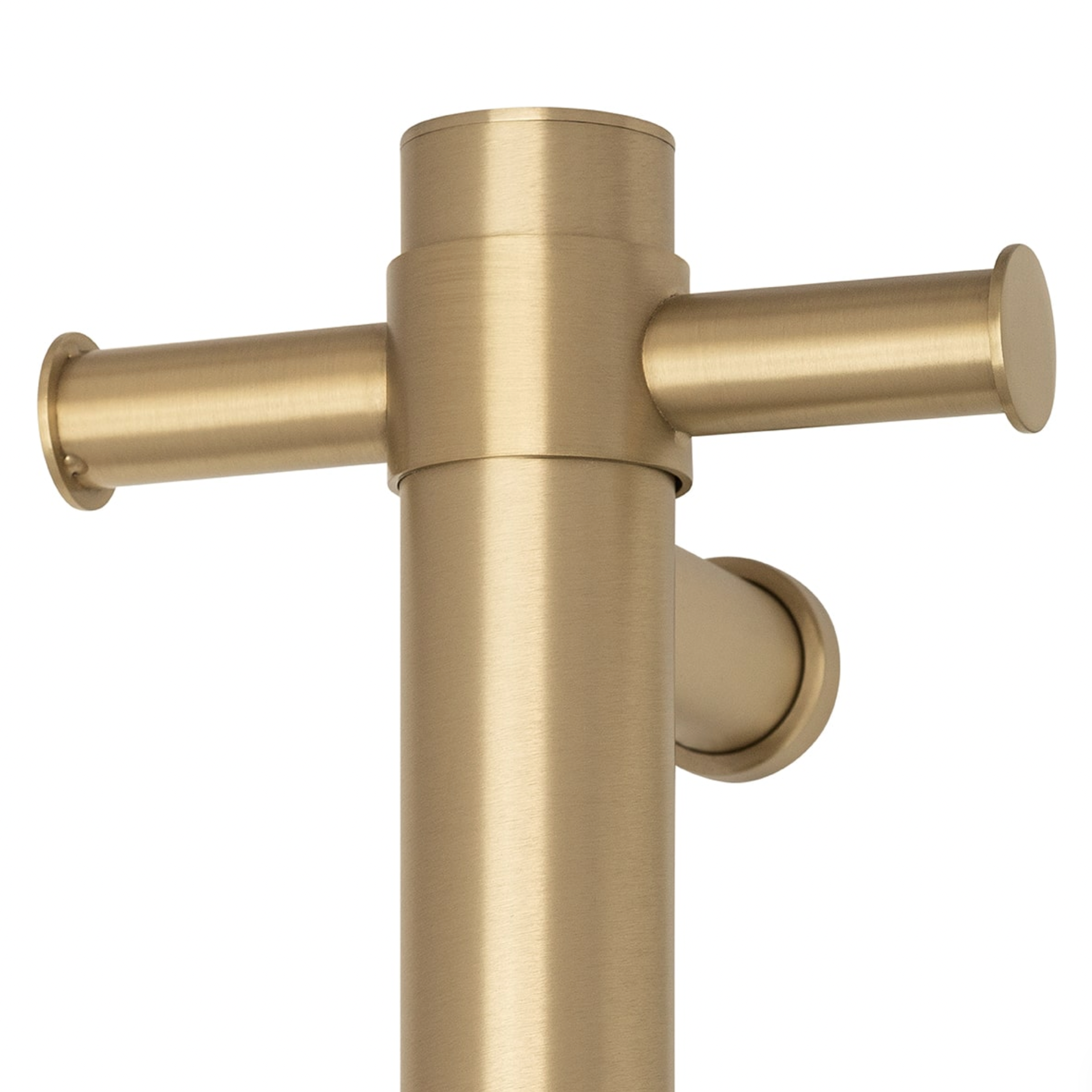 Thermogroup Straight Round Vertical Single Heated Towel Rail Brushed Brass