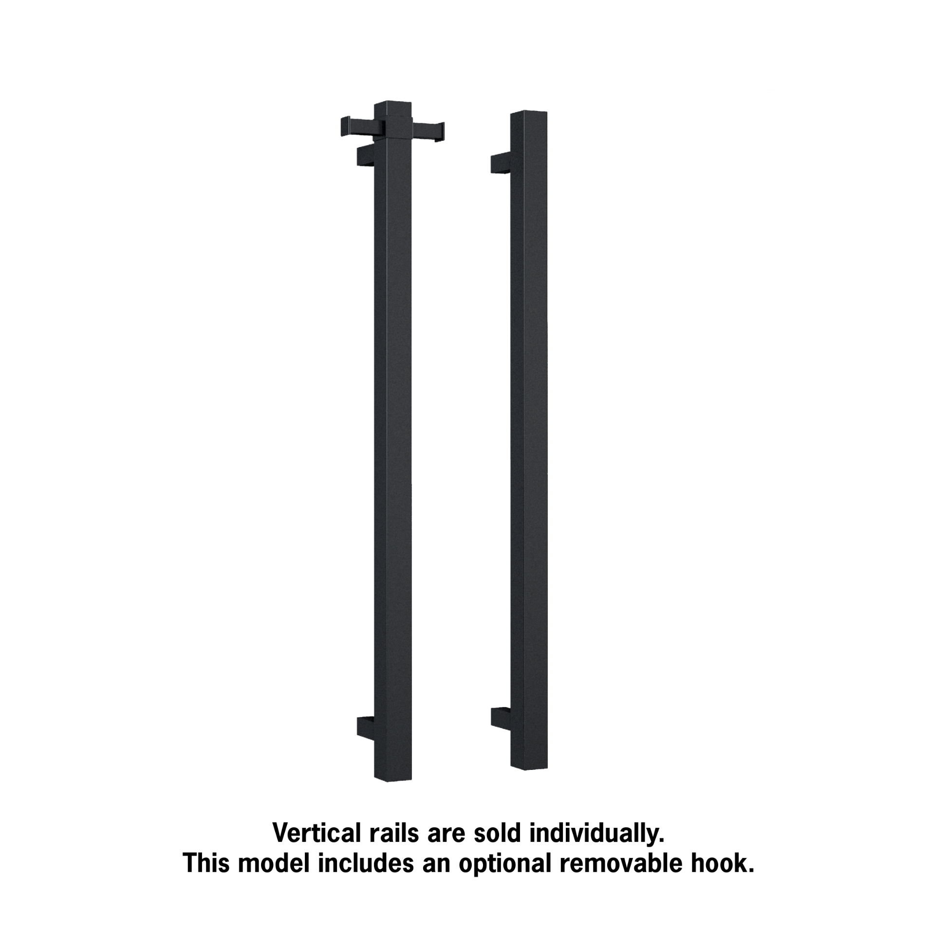 Thermogroup Straight Square Vertical Single Heated Towel Rail Matte Black