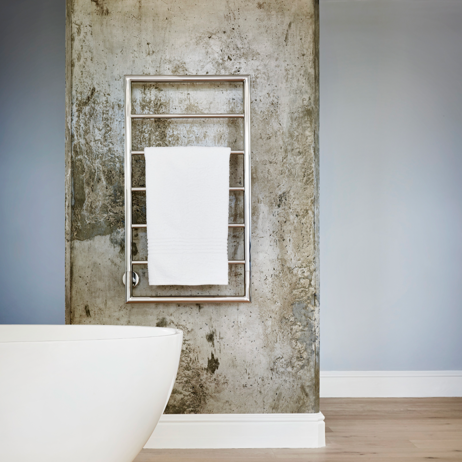 Thermogroup 7 Bar Thermorail round Liquid Filled Polished Stainless Boxed Heated Towel Rail 930x520mm