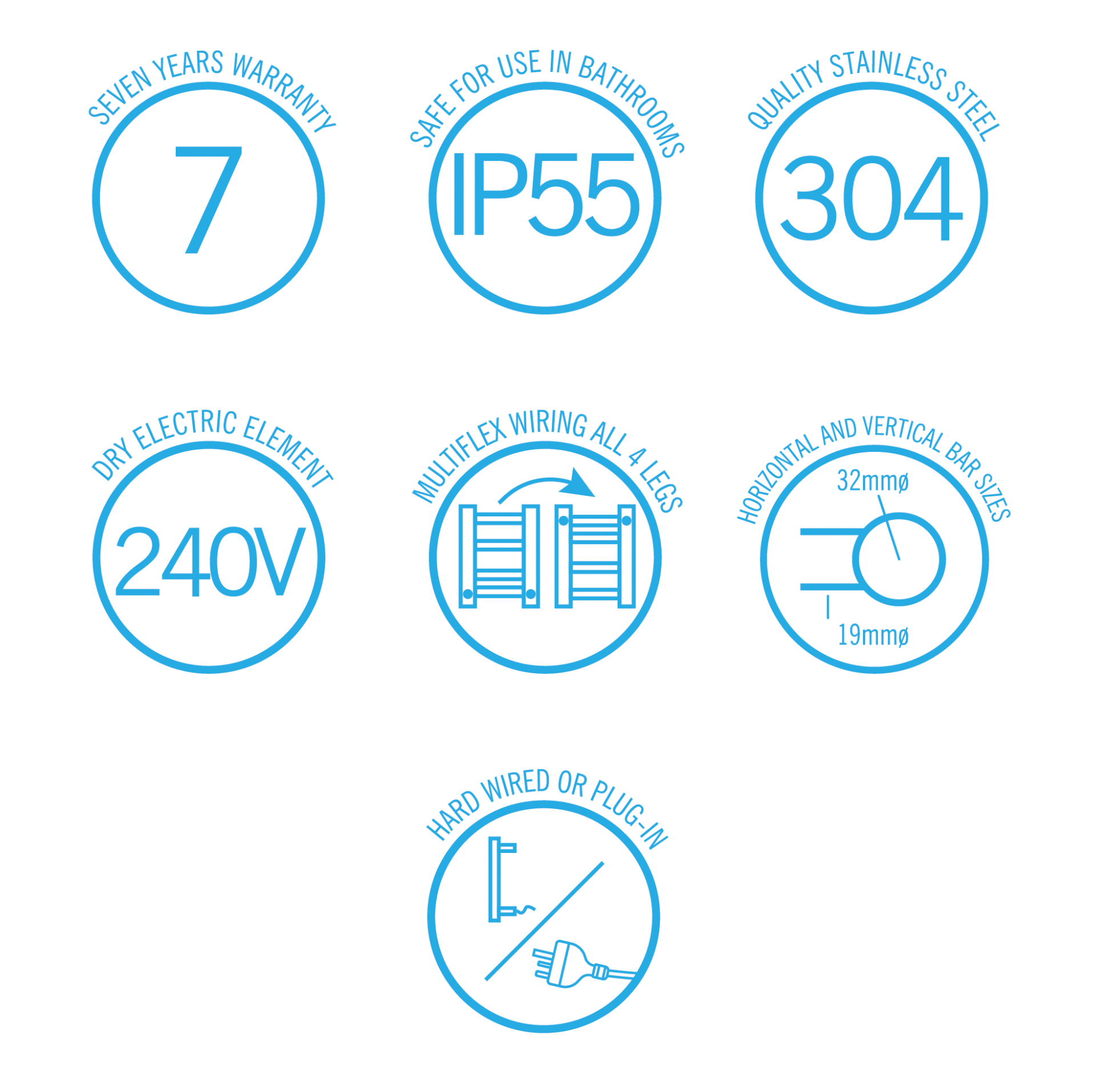 Thermogroup 7 Bar Thermorail Brushed Brass Round Heated Towel Rail 800x600mm