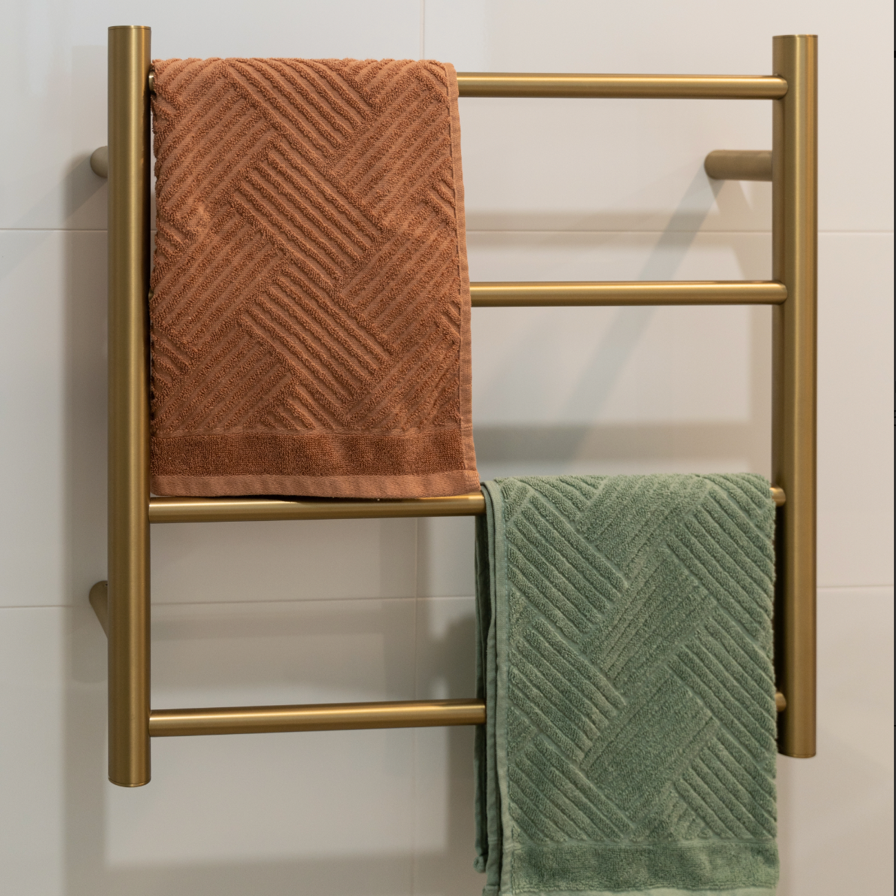 Thermogroup 4 Bar Thermorail Brushed Gold Round Heated Towel Rail 550x550mm