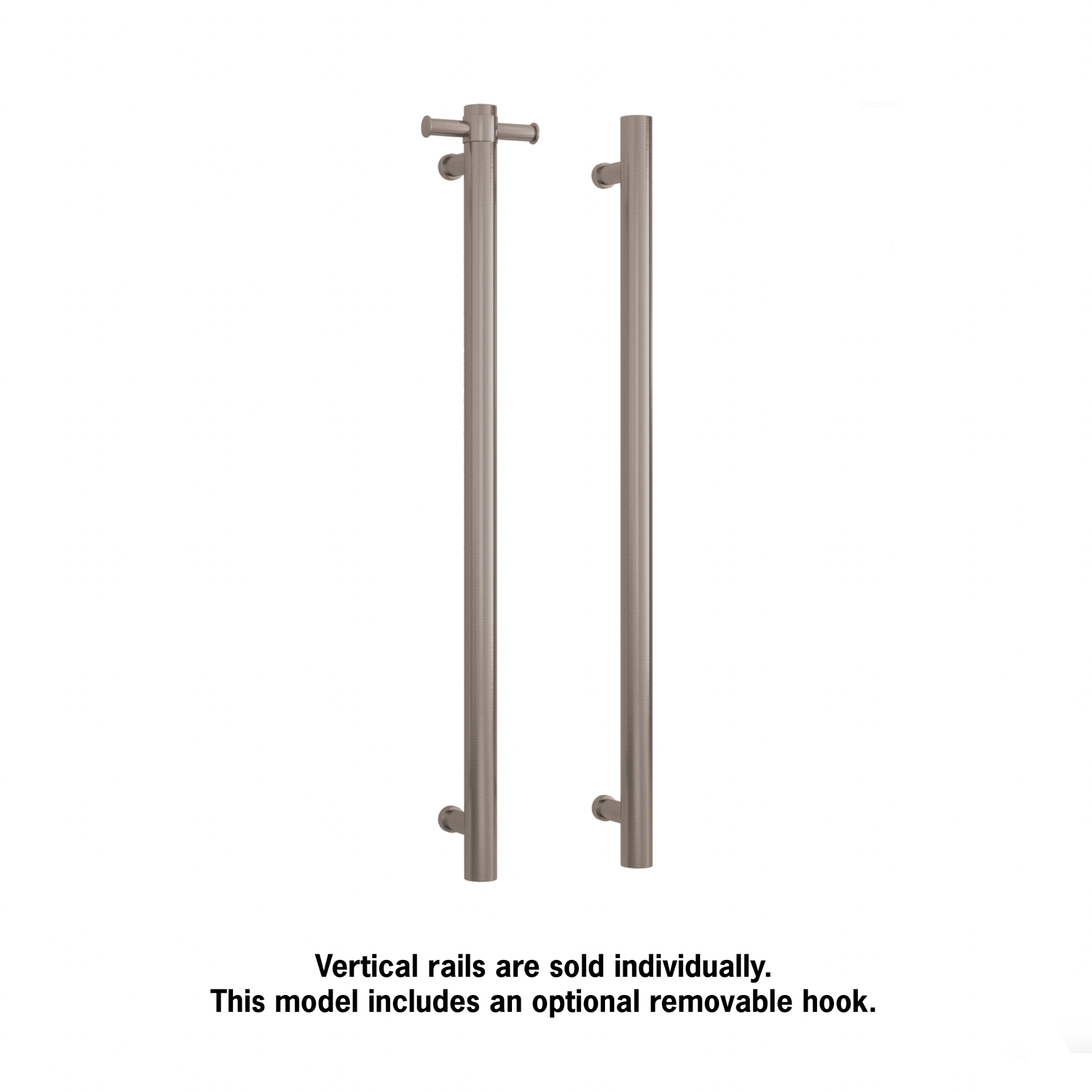 Thermogroup Straight Round Vertical Single Heated Towel Rail Brushed Stainless Steel