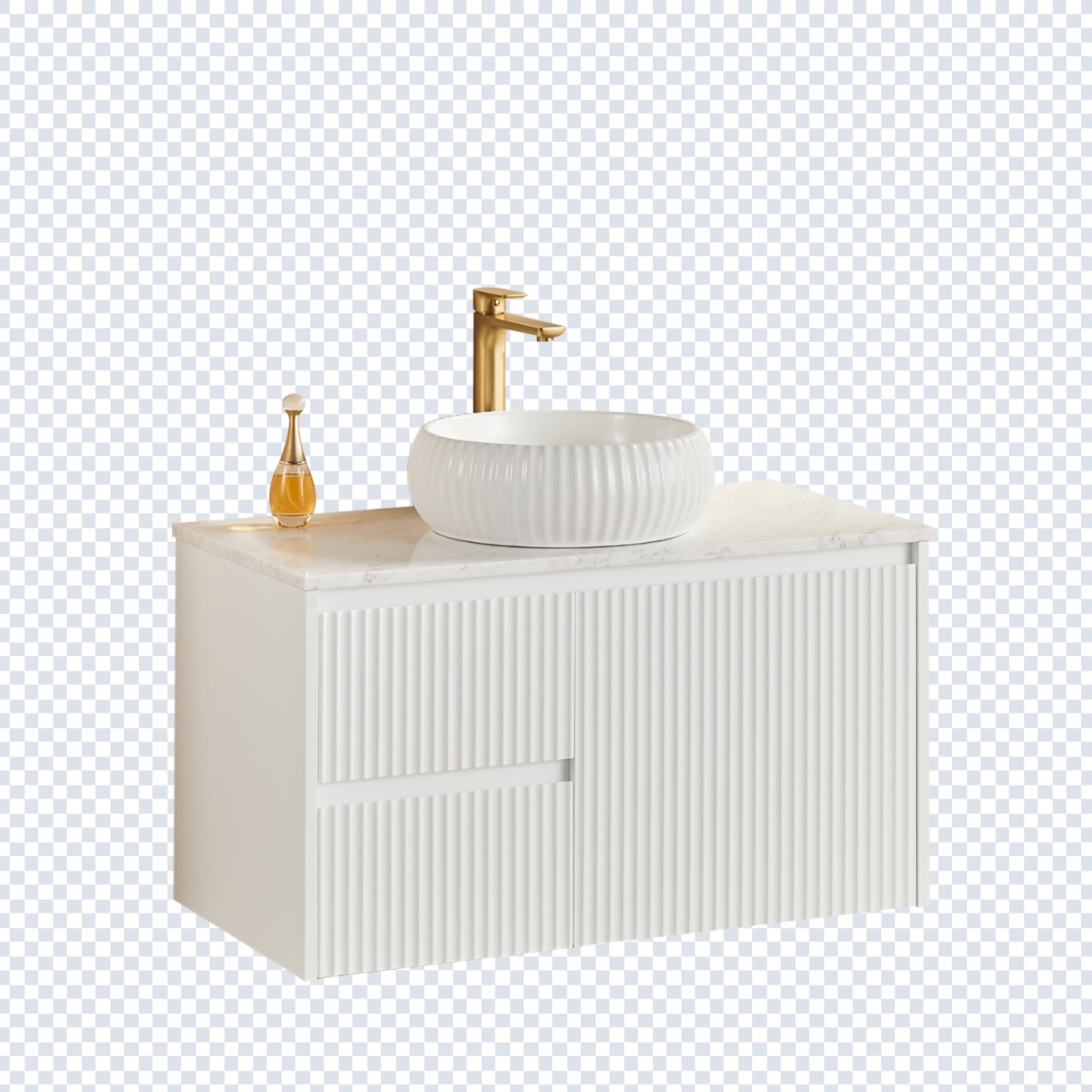 Lukka Crete Wall Hung Matte White PVC Fluted Vanity 900mm
