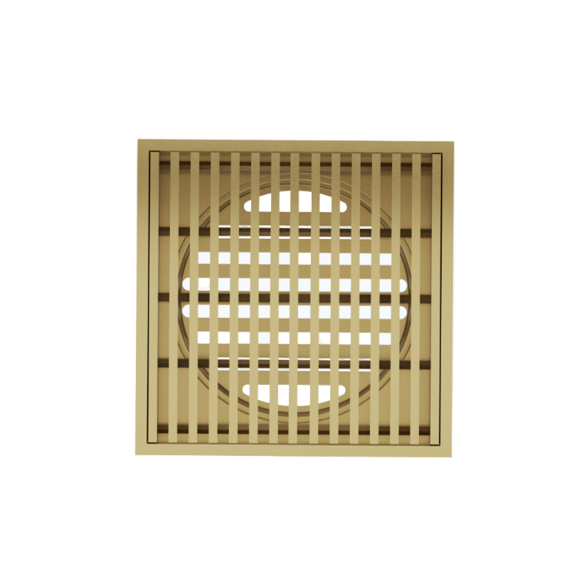 Linsol 110 Square Linear Heelguard Bathroom Floor Grate Brushed Brass