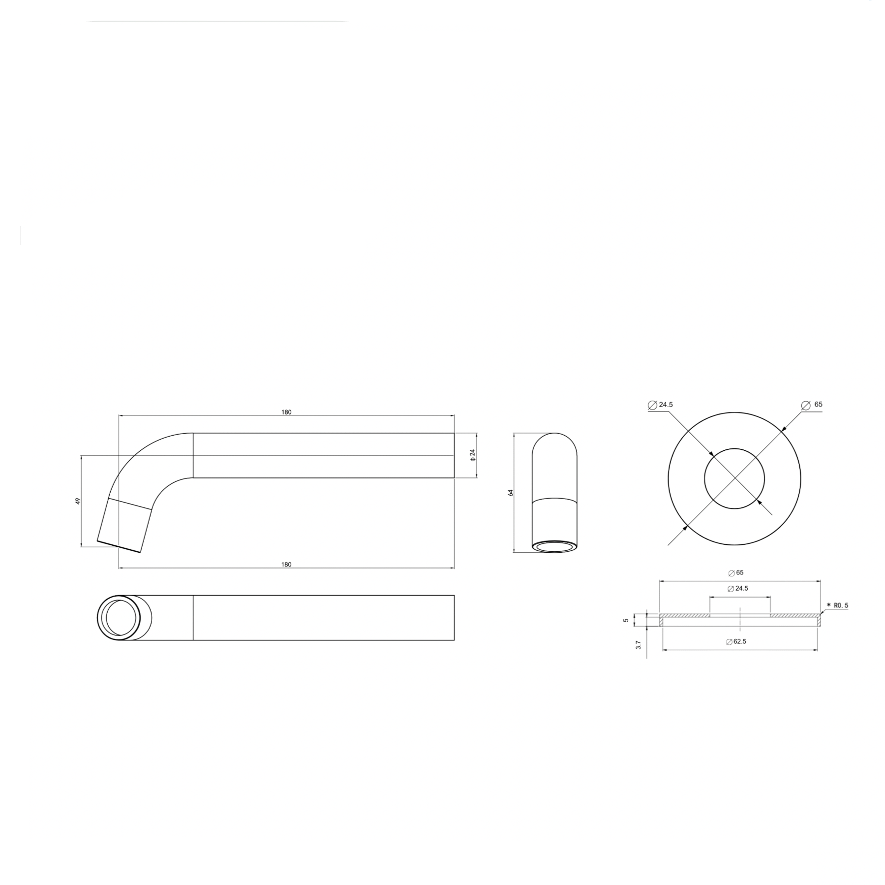 Linsol Gigi S3 Basin/Bath Spout Gun Metal