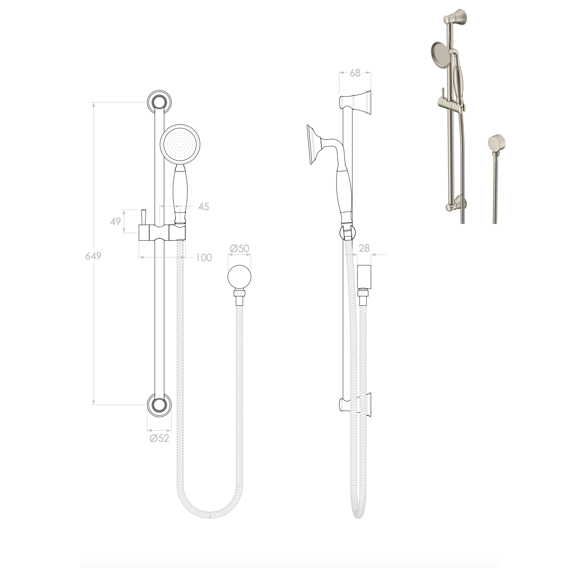 ADP Eternal Single Rail Shower Chrome