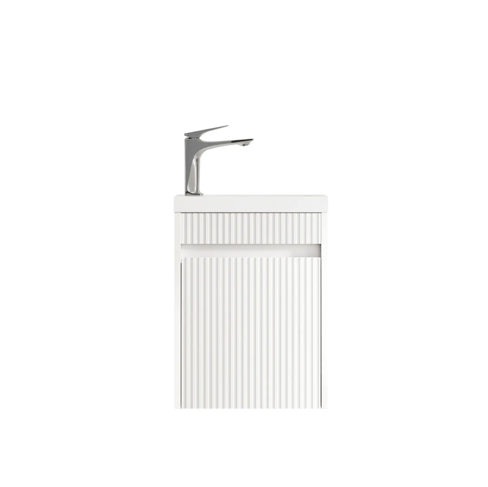 Otti Compact Ensuite 400 Fluted Matte White Wall Hung Vanity