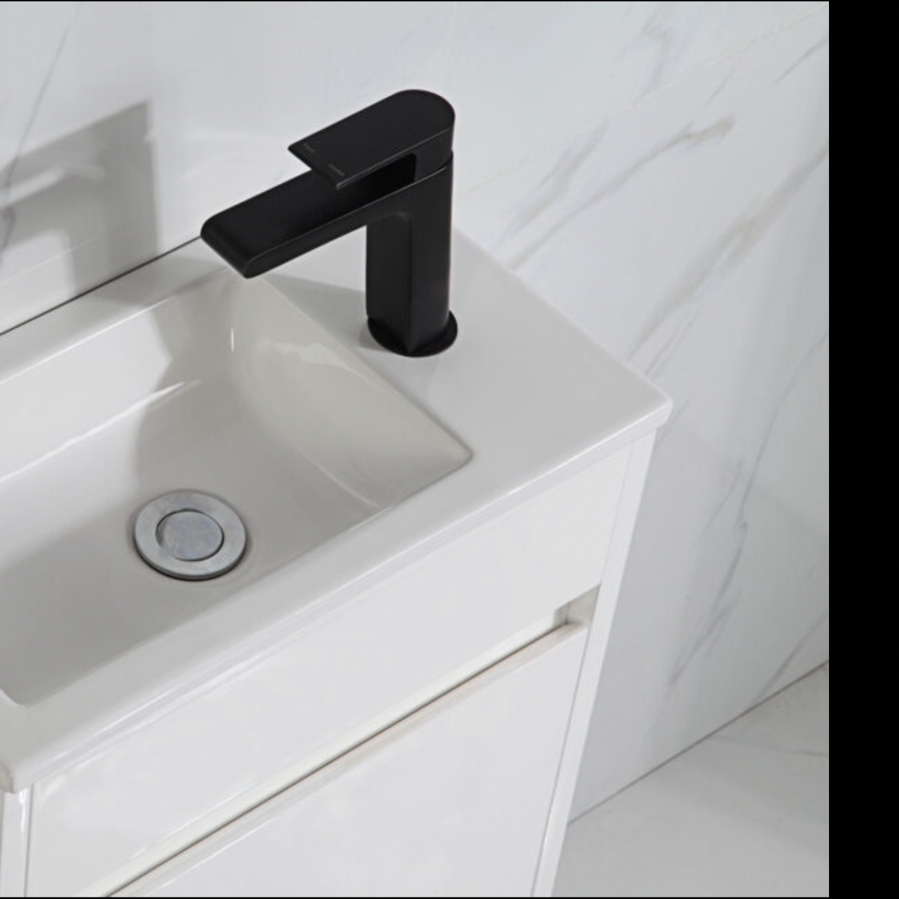 Aulic Bran Single Door Gloss White compact Wall Hung Vanity 465mm