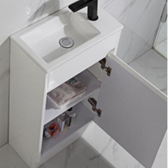 Aulic Bran Single Door Gloss White compact Wall Hung Vanity 465mm