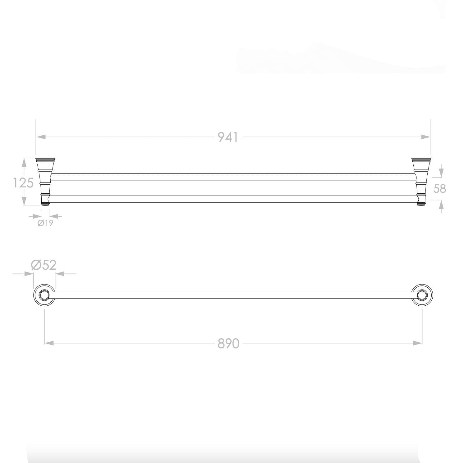ADP Eternal Double Towel Rail Brushed Nickel