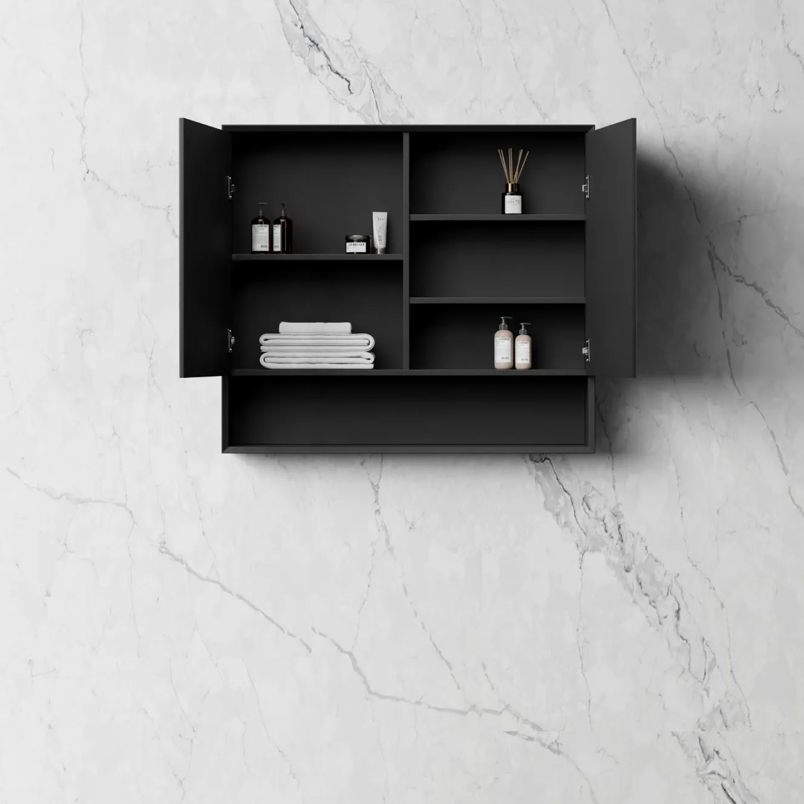 Otti Marlo Matte Black Mirror Cabinet 900mm