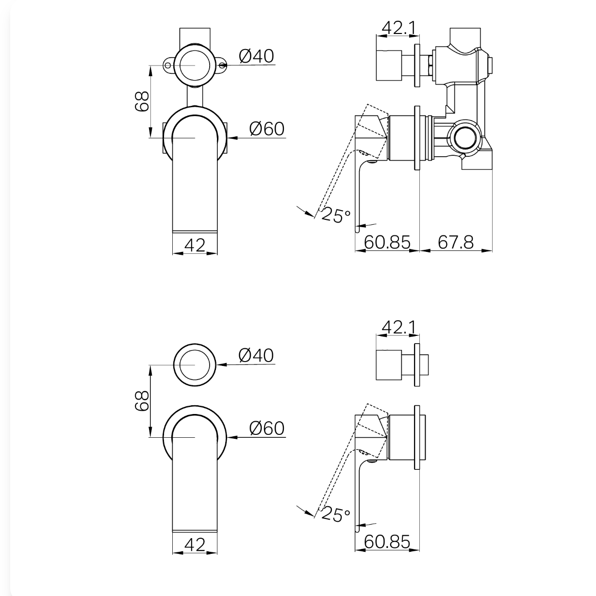 Nero Bianca Shower Mixer With Detached Diverter Button Gun Metal