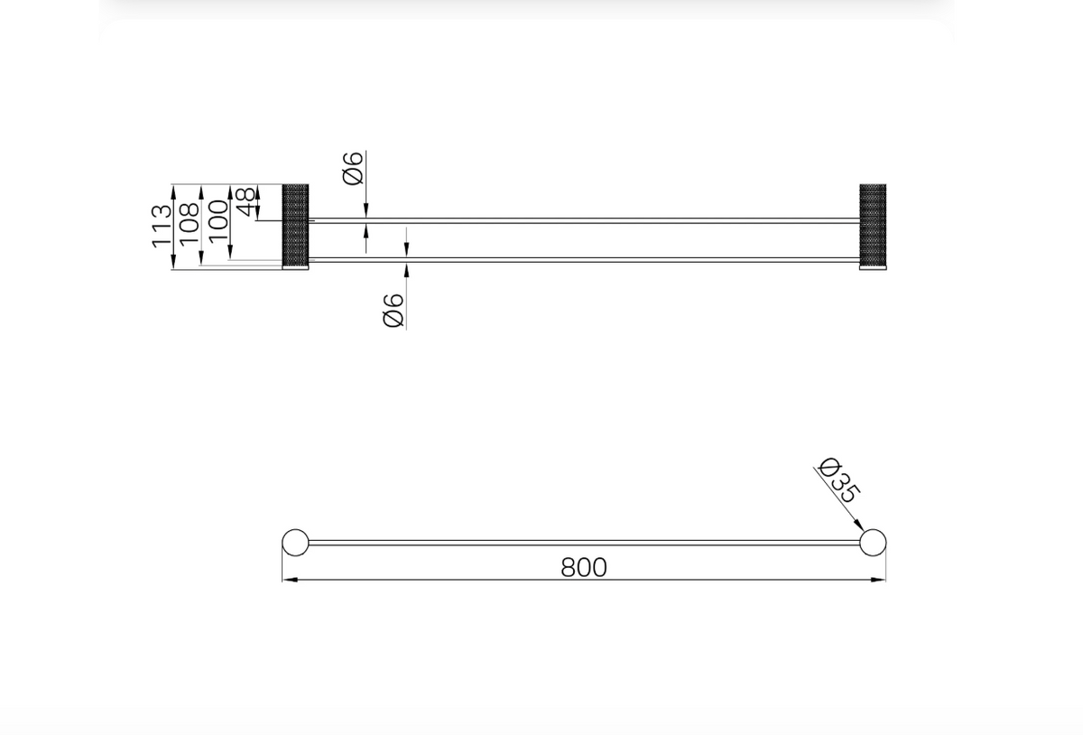 Nero Opal Double Towel Rail 800mm Brushed Gold