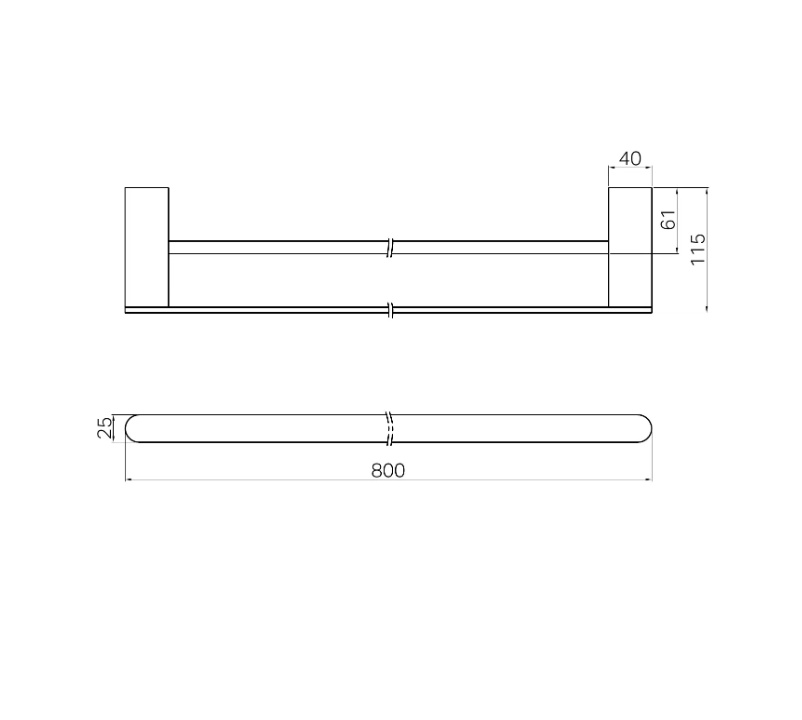 Nero Bianca Double Towel Rail 800mm Brushed Bronze