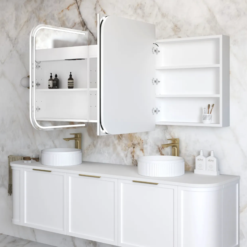 Otti Newport Matte White LED Mirror Cabinet 1800mm