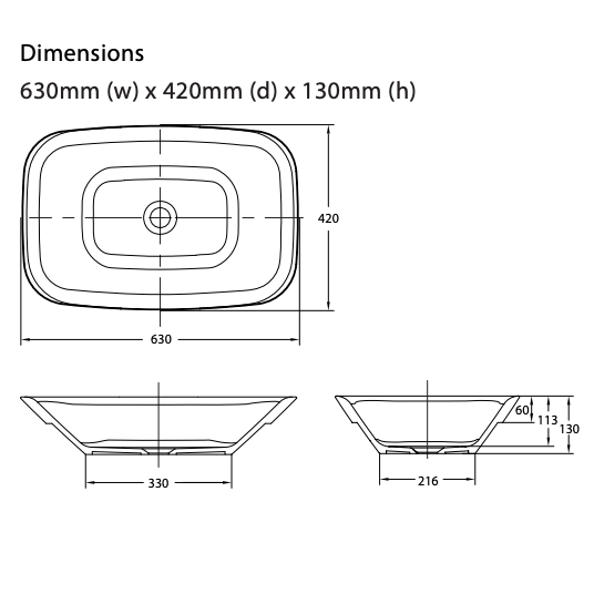 Paco Jaanson iStone Centura 630mm Bench Mount Basin Matte White