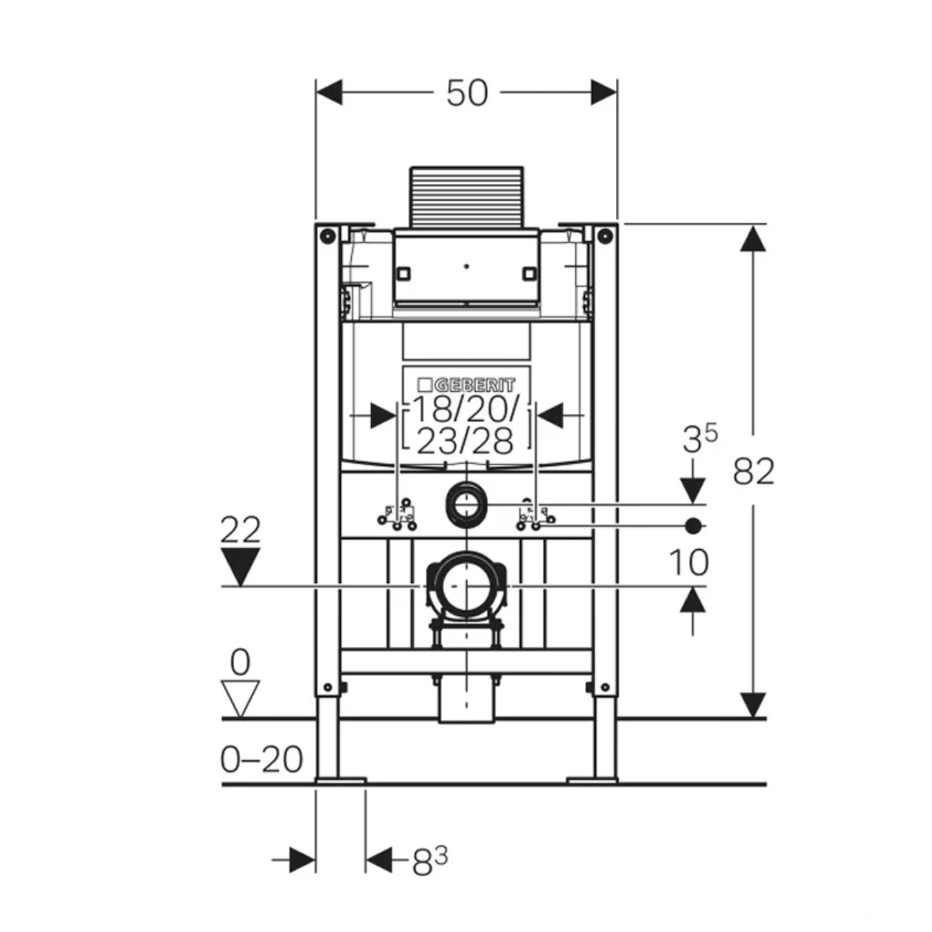 Geberit Alpha Inwall Undercounter Wall Mount Mechanical Cistern