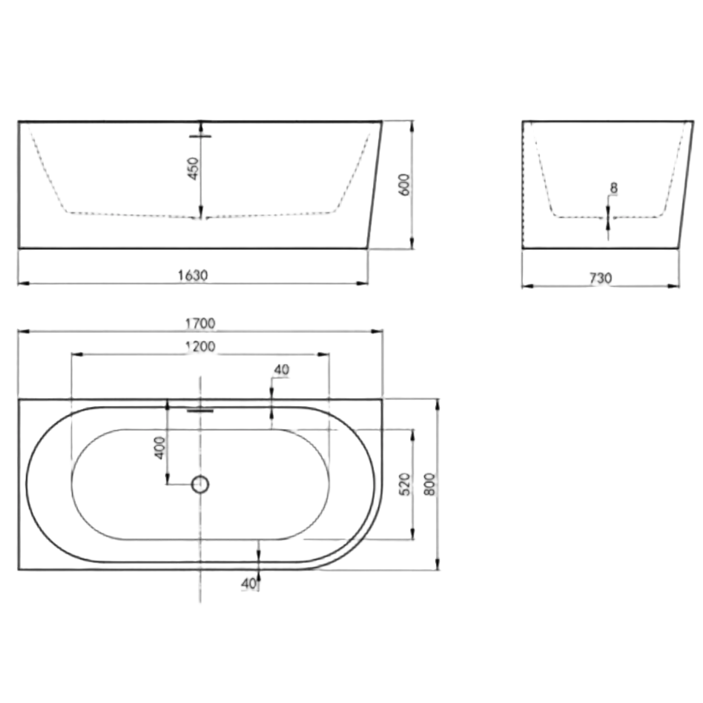 Inspire 1700mm Left Hand Corner Bath Gloss White