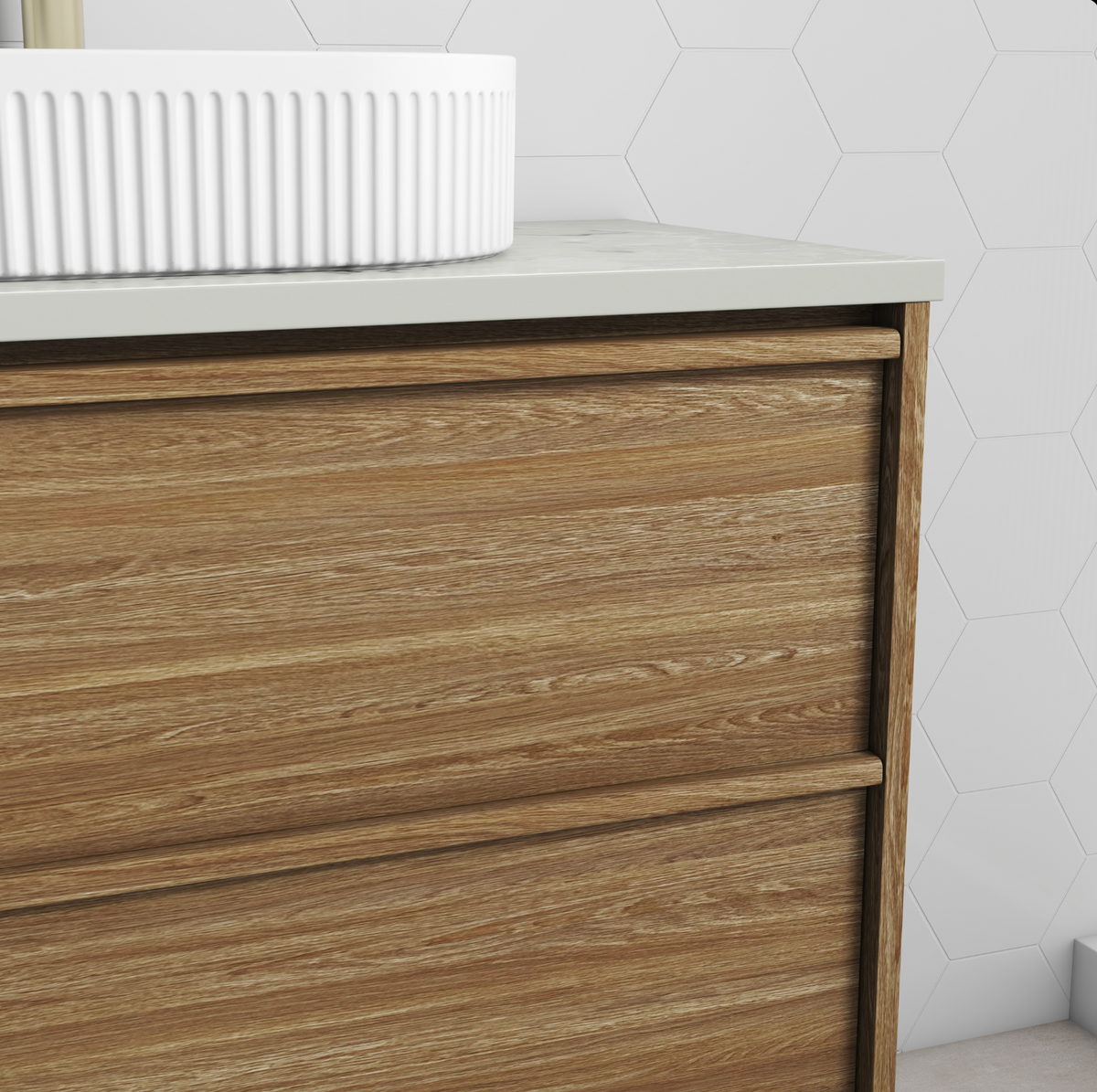 Aulic Venetta Framed Harvest Oak Wall Hung Vanity 1500mm