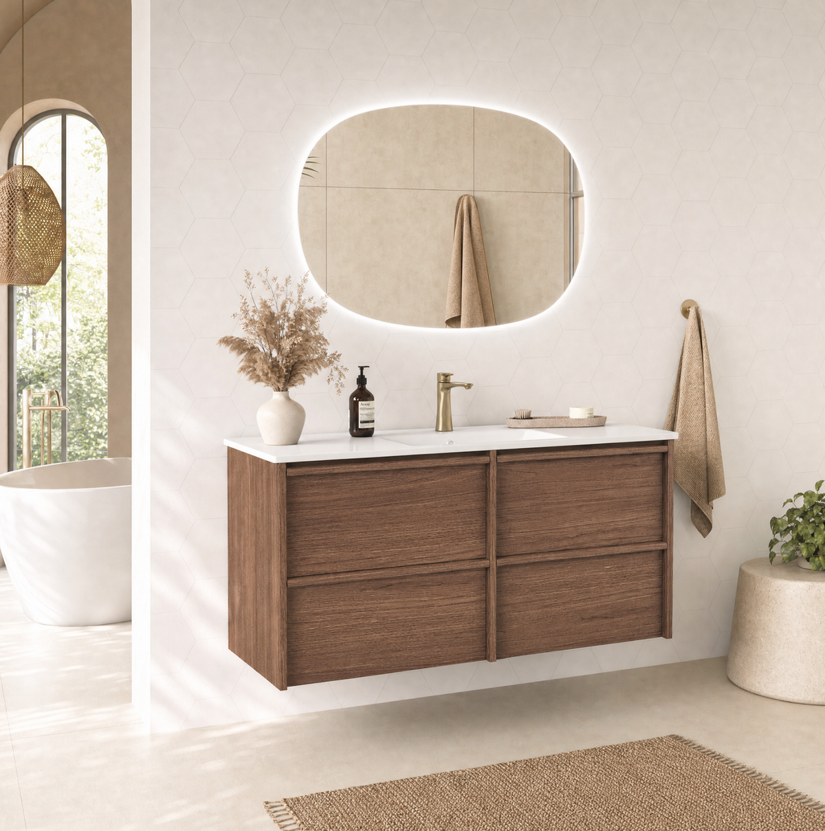 Aulic Venetta Framed Walnut Hung Vanity 1200mm