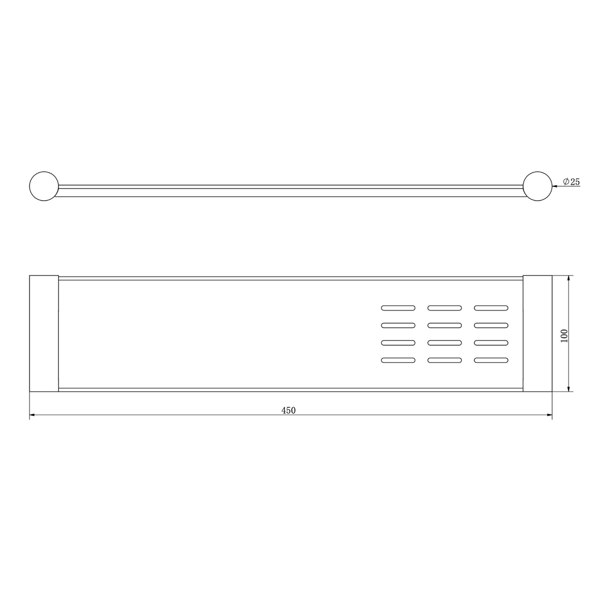 Linsol Dotti Shower Shelf With Soap Dish Shelf Matte Black 450mm