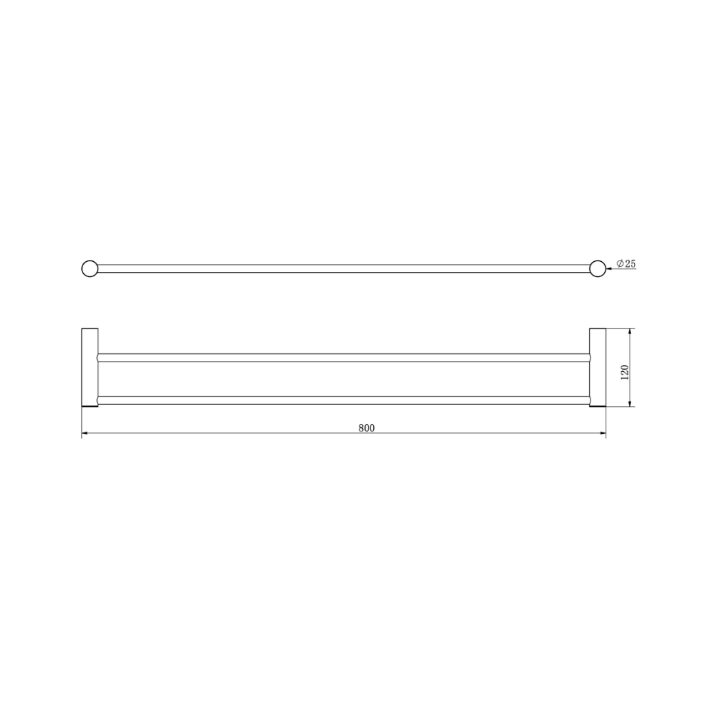 Linsol Dotti Double Towel Rail Brushed Brass 800mm