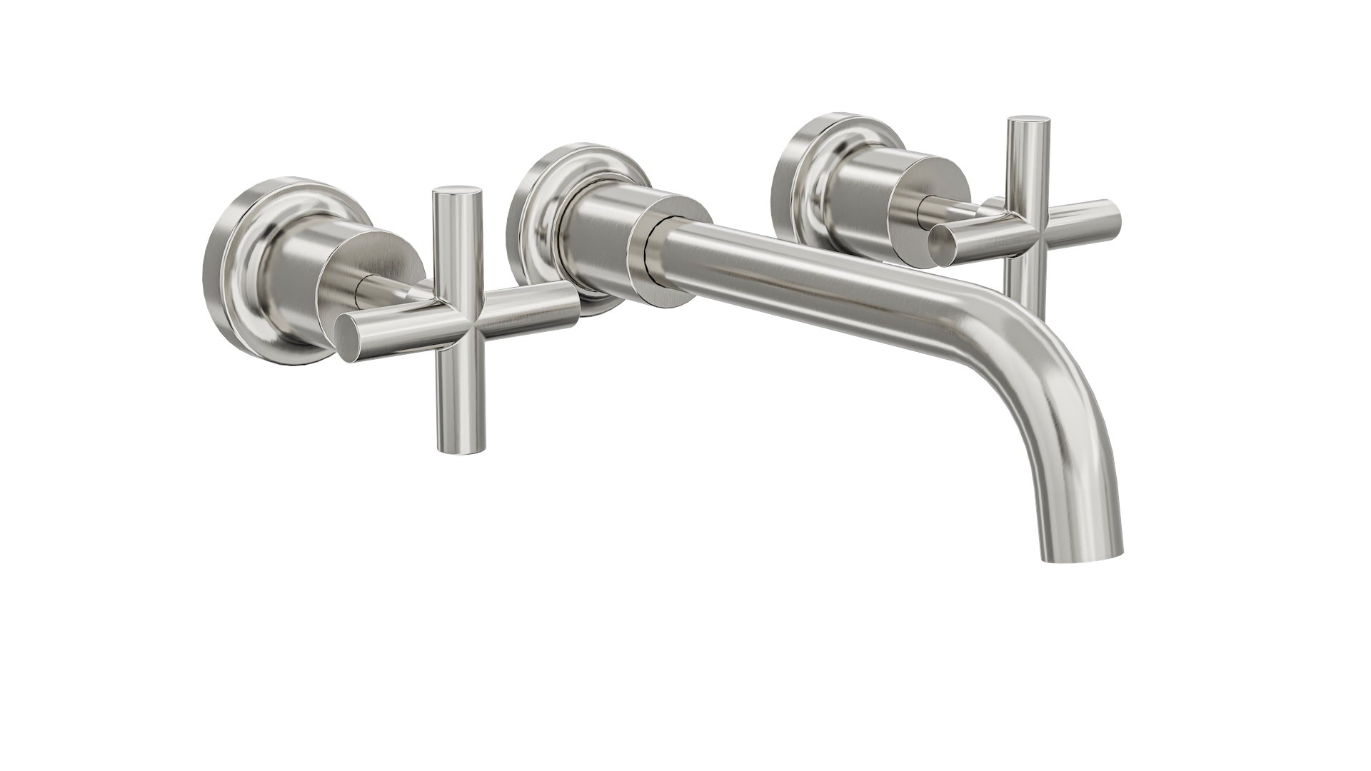 Linsol Tre Cross Handle Bath Set Brushed Nickel