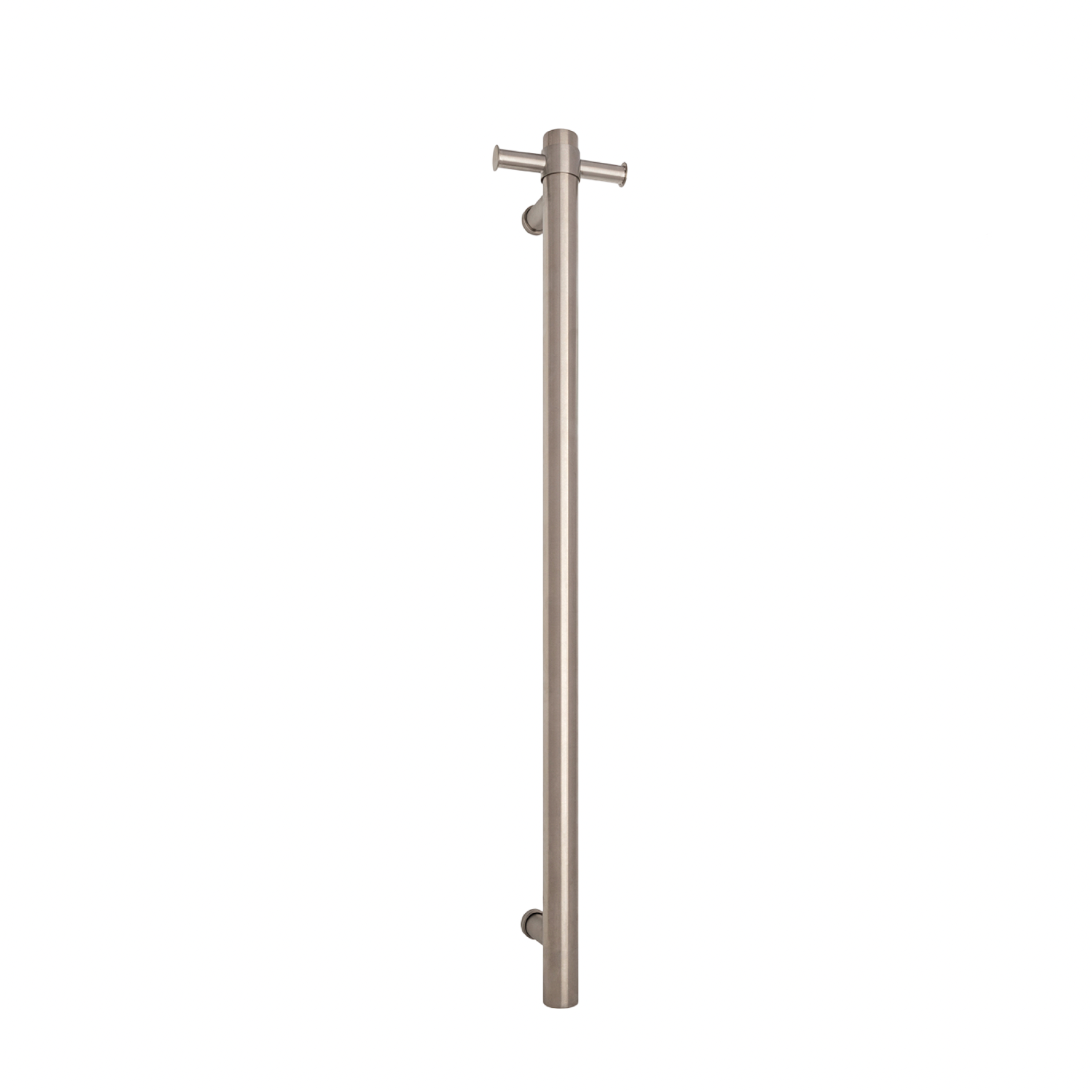 Brushed stainless steel vertical heated towel rail